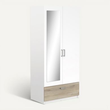 Armoire 2 portes 1 tiroir L.89 cm READY imitation chêne kronberg et blanc Armoire 2 portes 1 tiroir L.89 cm READY imitation chêne kronberg et blanc vue 3/4