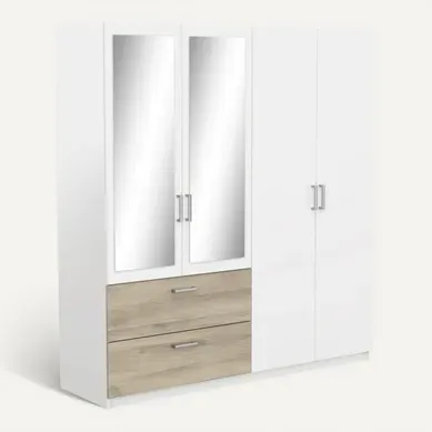 Armoire 4 portes 2 tiroirs L.179 cm READY imitation chêne kronberg et blanc Armoire 4 portes 2 tiroirs L.179 cm READY imitation chêne kronberg et blanc vue 3/4