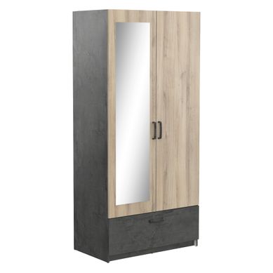 Armoire 2 portes 1 tiroir L.89 cm READY imitation chêne kronberg et ardoise Armoire 2 portes 1 tiroir L.89 cm READY imitation chêne kronberg et ardoise vue 3/4