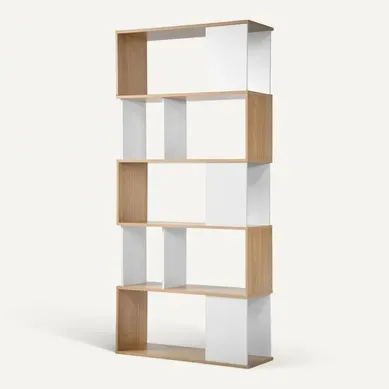 Bibliothèque Blanc Et Effet Bois - H173.5 X L80 Cm Bibliothèque Blanc Et Effet Bois - H173.5 X L80 Cm