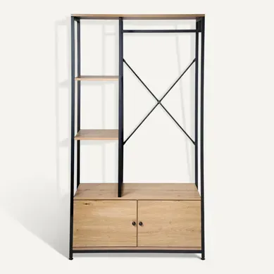 Penderie Avec Rangements Effet Bois - H167 X L90 Cm