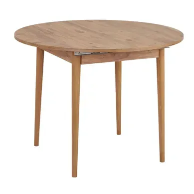 Table À Manger Effet Bois Clair Ronde Et Extensible De 100 À 131 Cm - Klara