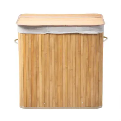 Panier À Linge En Bambou 3 Compartiments 150l H60 Cm