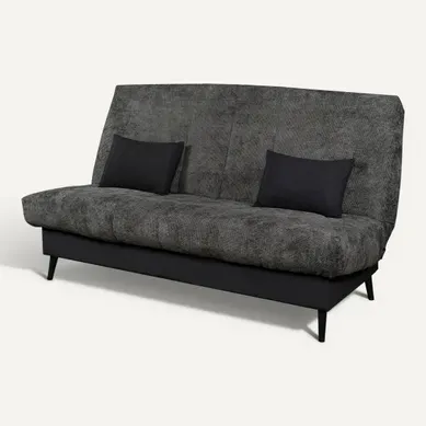 Banquette-lit clic-clac COCON tissu chenillé anthracite Banquette-lit clic-clac COCON tissu chenillé anthracite vue 3/4