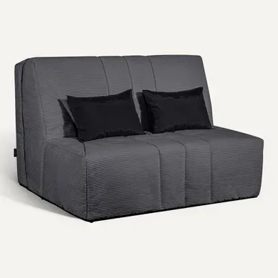 Banquette-lit BZ DOUCEUR tissu velours charbon vue 3/4