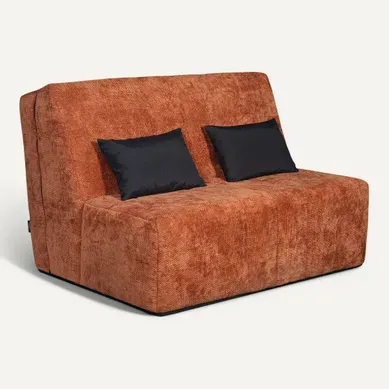 Banquette-lit BZ DOUCEUR tissu chenillé terracotta Banquette-lit BZ DOUCEUR tissu chenillé terracotta vue 3/4