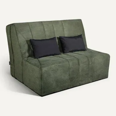 Banquette-lit BZ XL DOUCEUR tissu velours vert vue 3/4