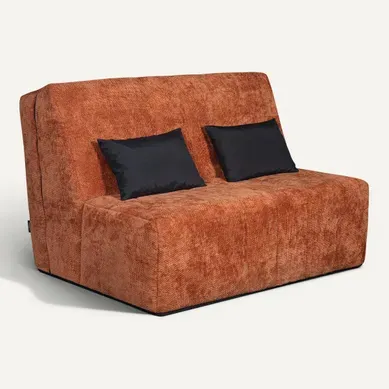 Banquette-lit BZ XL DOUCEUR tissu chenillé terracotta vue 3/4