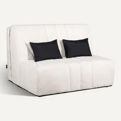 Banquette-lit BZ COCON tissu velours beige vue 3/4