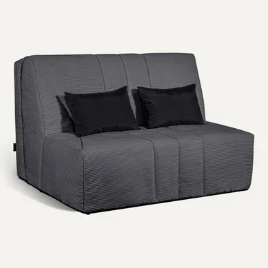 Banquette-lit BZ COCON tissu velours charbon vue 3/4