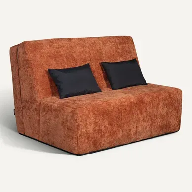 Banquette-lit BZ COCON tissu chenillé terracotta vue 3/4