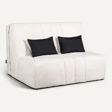 Banquette-lit BZ CARESSE tissu velours beige vue 3/4