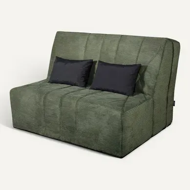 Banquette-lit BZ CARESSE tissu velours vert Banquette-lit BZ CARESSE tissu velours vert vue 3/4