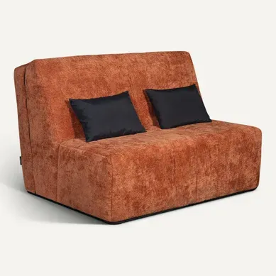 Banquette-lit BZ CARESSE tissu chenillé terracotta Banquette-lit BZ CARESSE tissu chenillé terracotta vue 3/4