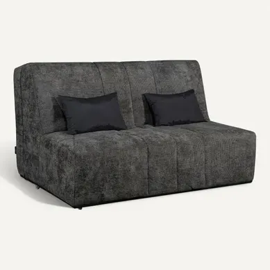 Banquette-lit BZ CARESSE tissu chenillé anthracite Banquette-lit BZ CARESSE tissu chenillé anthracite vue 3/4