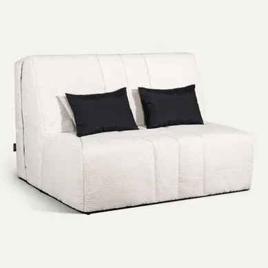Banquette-lit BZ CARESSE tissu velours beige vue 3/4