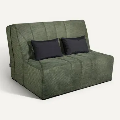 Banquette-lit BZ CARESSE tissu velours vert vue 3/4