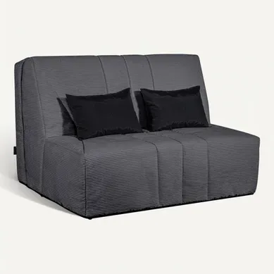 Banquette-lit BZ CARESSE tissu velours charbon vue 3/4