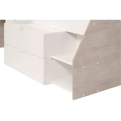Lit 90x190/200 cm avec bureau intégré CODY blanc et gris vue détaillée