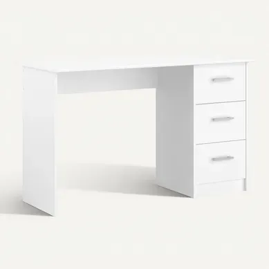 Bureau 3 tiroirs INDIRA Blanc Bureau 3 tiroirs INDIRA Blanc vue 3/4