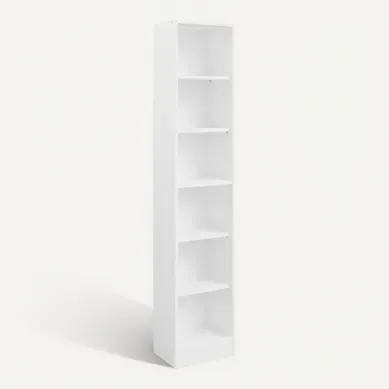 1/2 bibliothèque 5 tablettes MAYENCE blanc 1/2 bibliothèque 5 tablettes MAYENCE blanc vue 3/4
