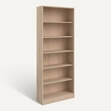 Bibliothèque 5 tablettes MAYENCE Imitation chêne vue 3/4