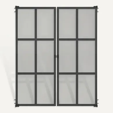 Lot de 2 portes verre atelier MAYENCE Transparent et noir Lot de 2 portes verre atelier MAYENCE Transparent et noir vue de face