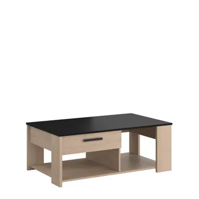 Table basse L.110 cm HELMA imitation chêne et noir Table basse L.110 cm HELMA imitation chêne et noir vue 3/4