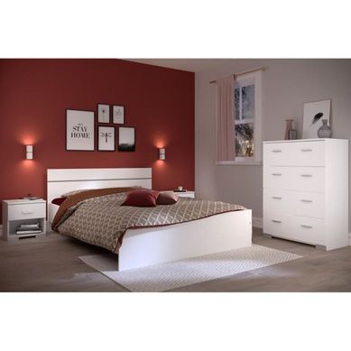 Chambre complète VELTIS – Lit 180x200 LED avec sommier + armoire
