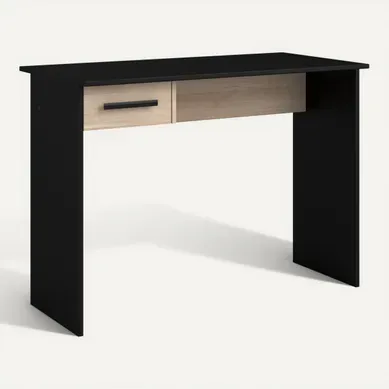 Bureau 1 tiroir MILO Noir et imitation Chêne Bureau 1 tiroir MILO Noir et imitation Chêne vue 3/4