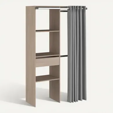 Kit dressing extensible 1T BORGO imitation chêne Kit dressing extensible 1T BORGO imitation chêne vue 3/4