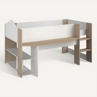 Lit combiné 90x200 cm SHELTER Imitation chêne et blanc vue 3/4
