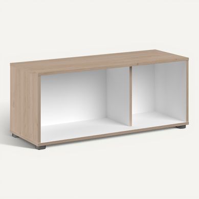 Meuble TV LORIS Imitation chêne et blanc Meuble TV LORIS Imitation chêne et blanc vue 3/4