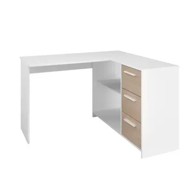 Bureau d'angle INFINITY imitation chêne et blanc Bureau d'angle INFINITY imitation chêne et blanc vue 3/4