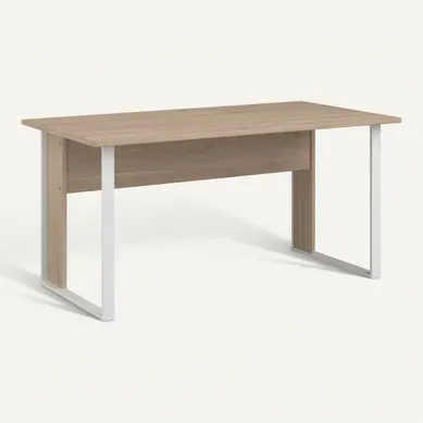 Bureau L. 150 cm START UP 2 imitation chêne et blanc vue 3/4