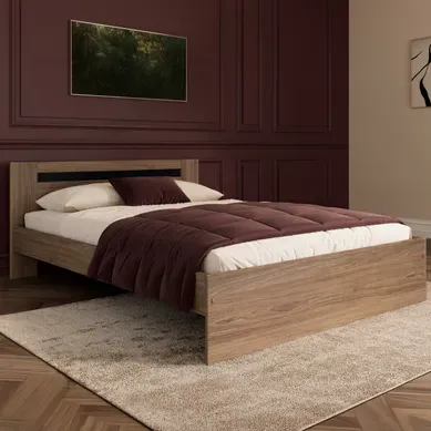 Lit 140x190 cm AZUKA imitation noyer Lit 140x190 cm AZUKA imitation noyer vue d'ambiance 1