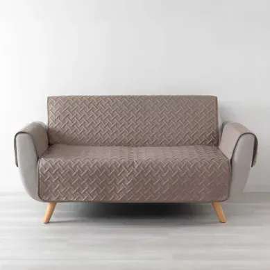 Protège Canapé 3 Places Matelassé 279x179 Uni Lounge Noisette