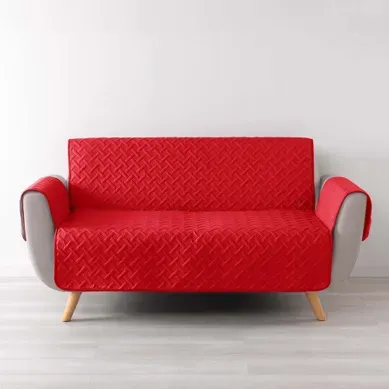 Protège Canapé 3 Places Matelassé 279x179 Uni Lounge Rouge
