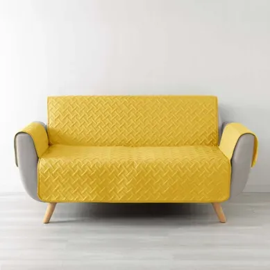 Protège Canapé 3 Places Matelassé 279x179 Uni Lounge Jaune