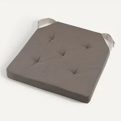 Lot De 4 Galettes De Chaise Duo Velcro 38x38 Taupe Lin Lot De 4 Galettes De Chaise Duo Velcro 38x38 Taupe Lin