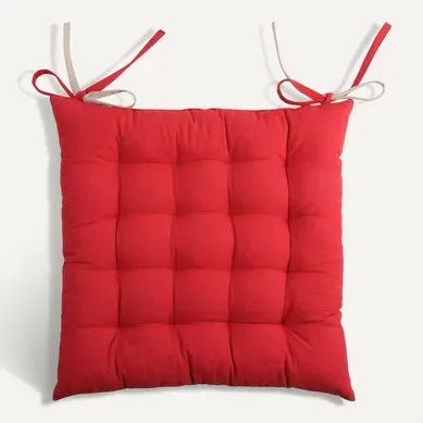 Lot De 4 Galettes De Chaise 40x40 Rouge Et Lin En Coton Lot De 4 Galettes De Chaise 40x40 Rouge Et Lin En Coton