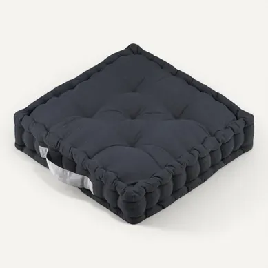 Coussin De Sol 45x45x10cm Gris Anthracite 100% Coton
