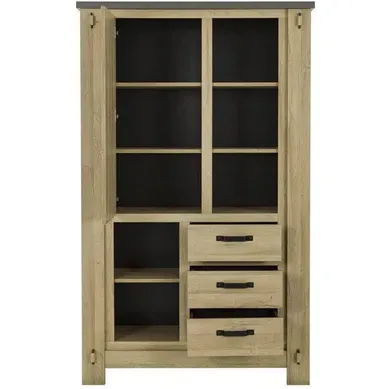Buffet Haut Broceliande 1 Porte Et 3 Tiroirs Effet Chêne Clair Béton 124x50x202 Cm Buffet Haut Broceliande 1 Porte Et 3 Tiroirs Effet Chêne Clair Béton 124x50x202 Cm