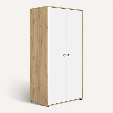 Armoire 2 Portes Arthur - Bois Et Blanc Armoire 2 Portes Arthur - Bois Et Blanc