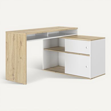 Bureau modulable MODULA imitation chêne et blanc Bureau modulable MODULA imitation chêne et blanc vue 3/4