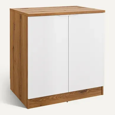 Bas 80 cm 2 portes EDEN chêne - blanc Bas 80 cm 2 portes EDEN chêne - blanc vue 3/4