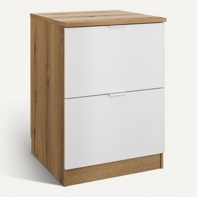 Bas casserolier 2T EDEN chêne - blanc Bas casserolier 2T EDEN chêne - blanc vue 3/4