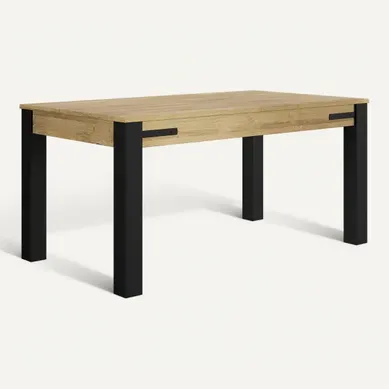 Table extensible L. 160/200 cm CORK imitation chêne/noir vue 3/4