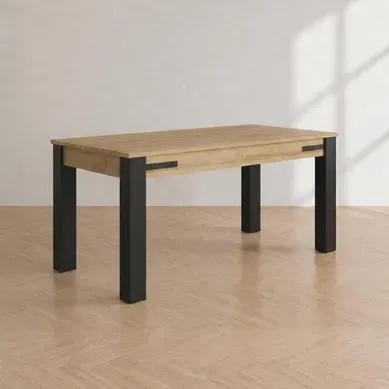 Table extensible L. 160/200 cm CORK imitation chêne/noir