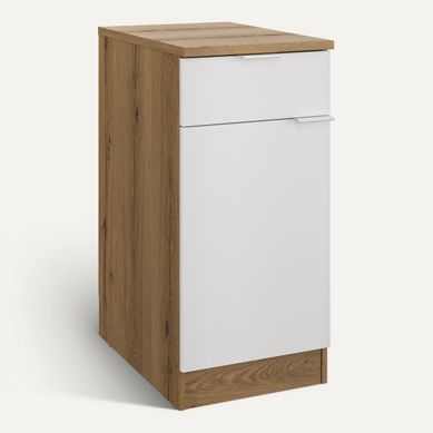 Bas 40 cm 1p 1t EDEN chêne - blanc Bas 40 cm 1p 1t EDEN chêne - blanc vue 3/4